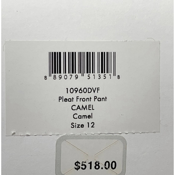 Diane von Furstenberg Camel Pleat Front Pants Size 12 - Picture 6 of 10